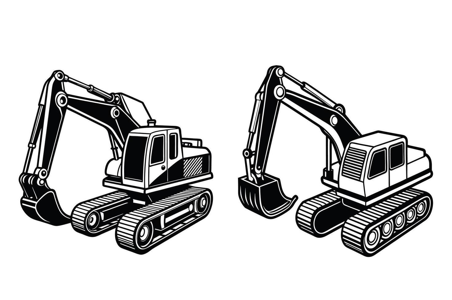 Isolated silhouette of an excavator on white background vector