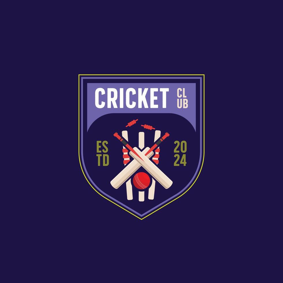 simple emblem of cricket logo template. cricket ball bat and stick graphic element design vector