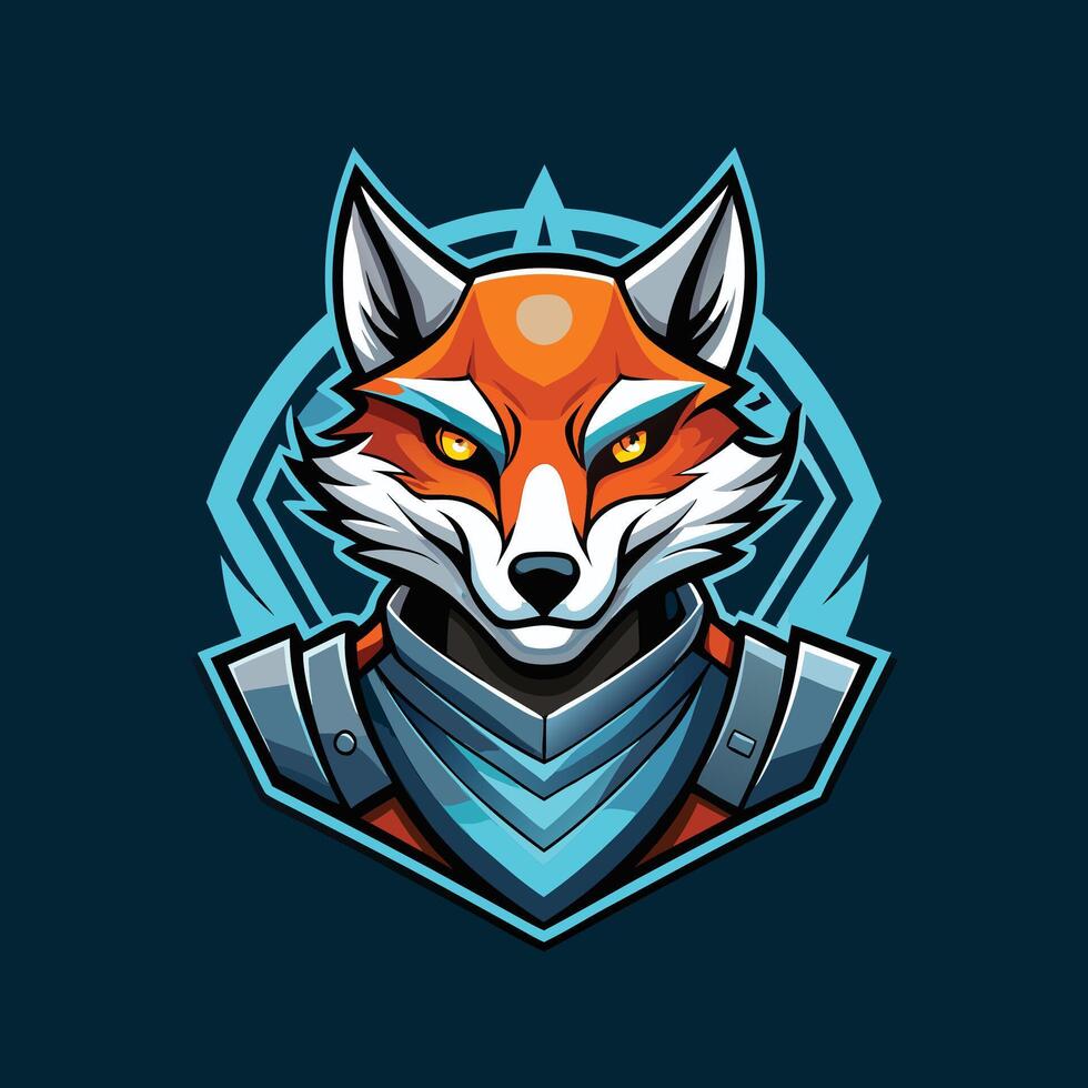 Cybernetic fox mascot esports gaming logo vector