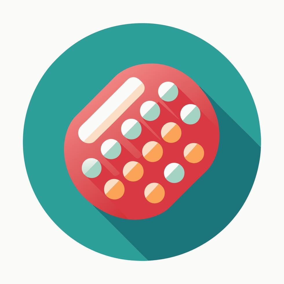 A pill with a long shadow on a blue background vector