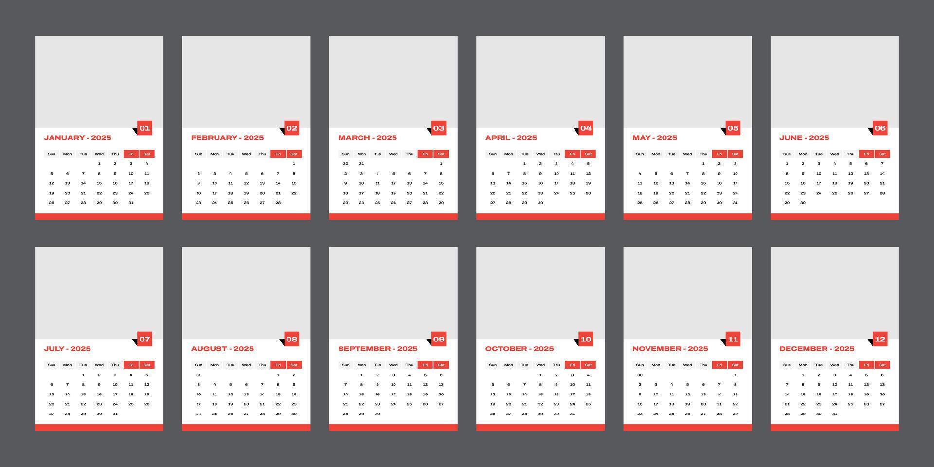 Modern 2025 Vertical Desk Calendar Design Template vector