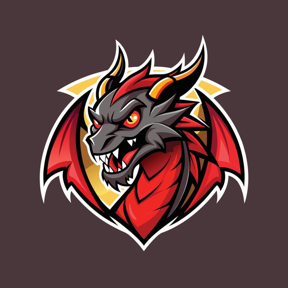 Fierce dragon mascot esports gaming logo vector