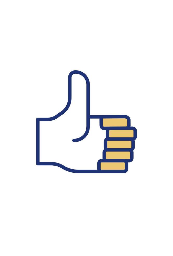 A thumbs up icon with a hand holding a thumb up vector