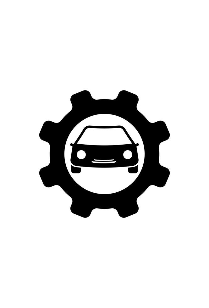 Car icon in gearwheel on white background vector