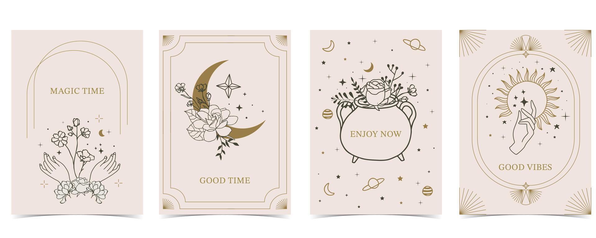 Boho invitation card with hand and moon vector