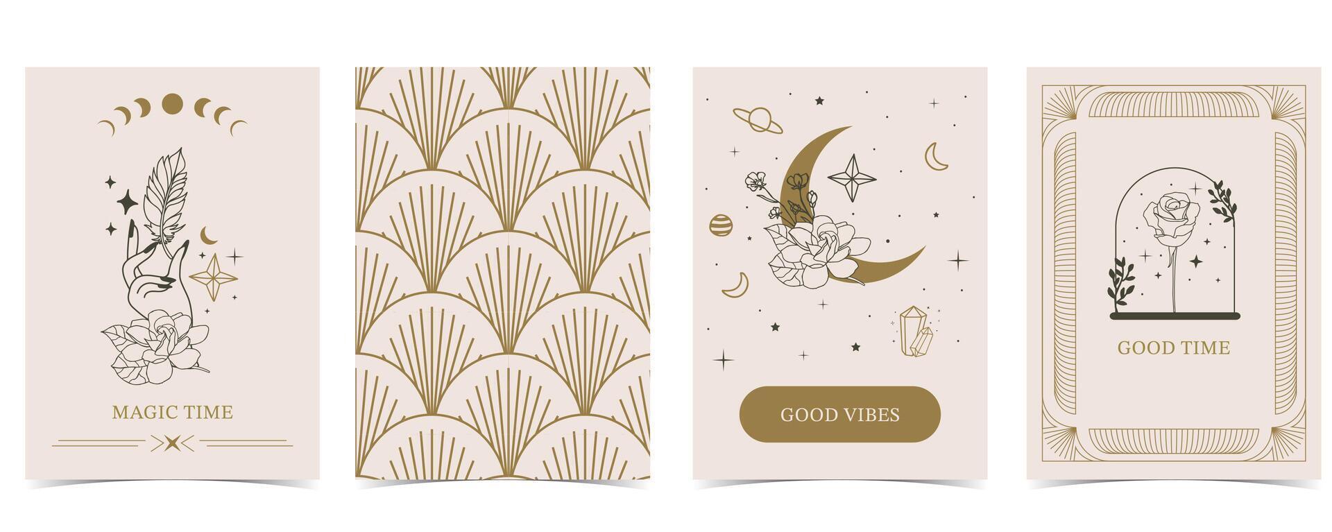 Boho invitation card with tarot style and deco frame vector