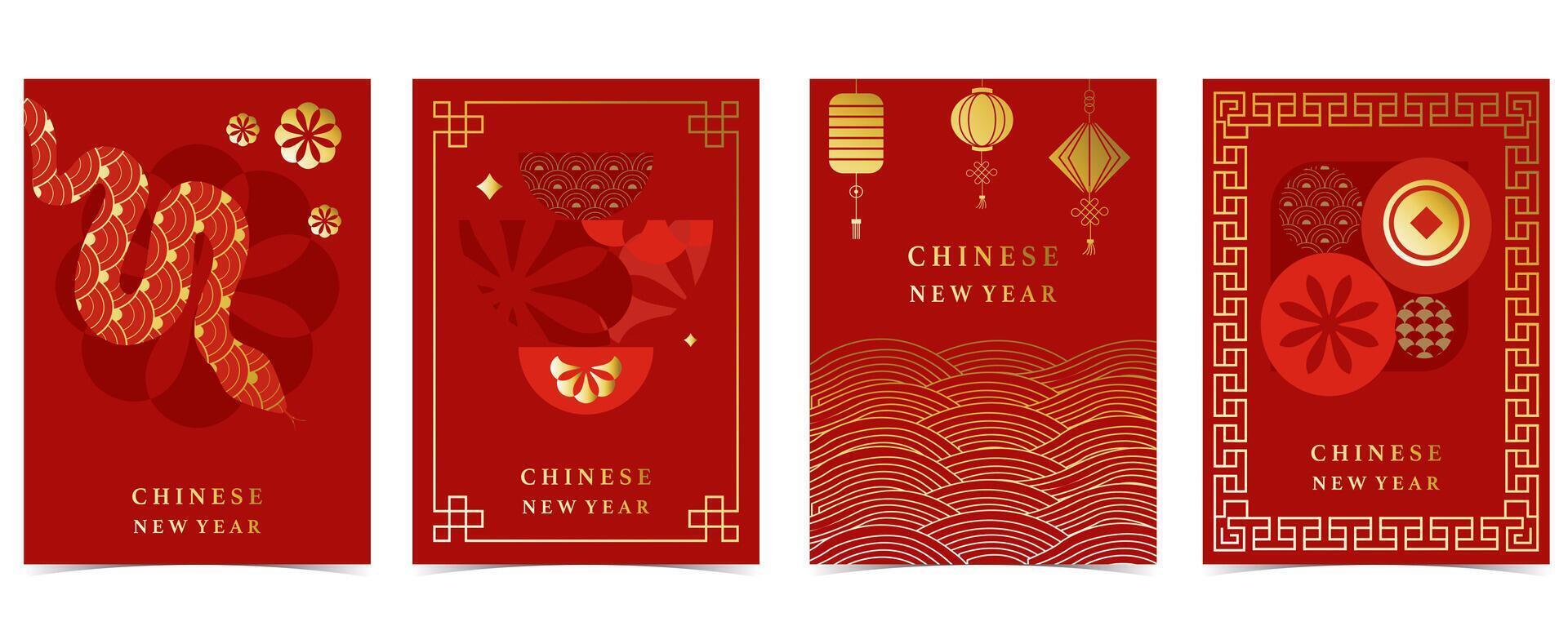 Happy Chinese New Year on red background with snake vector