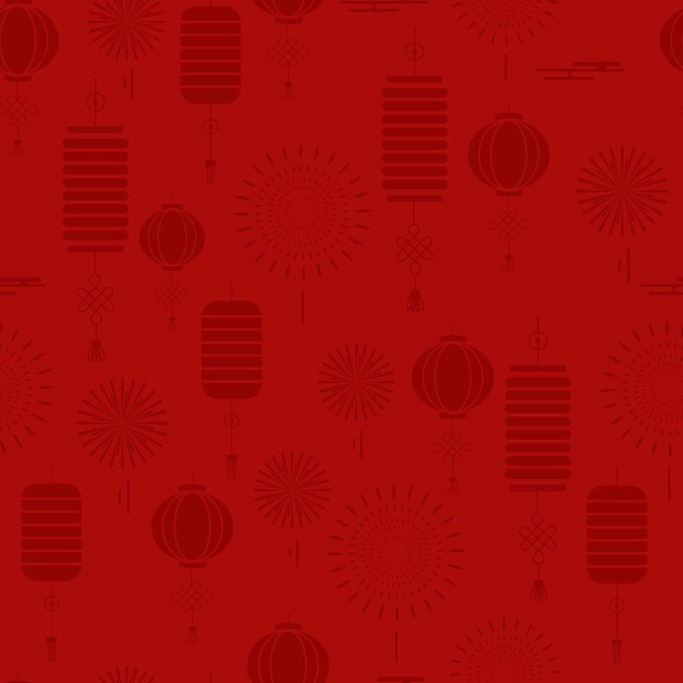 Chinese seamless pattern with red background for square design vector