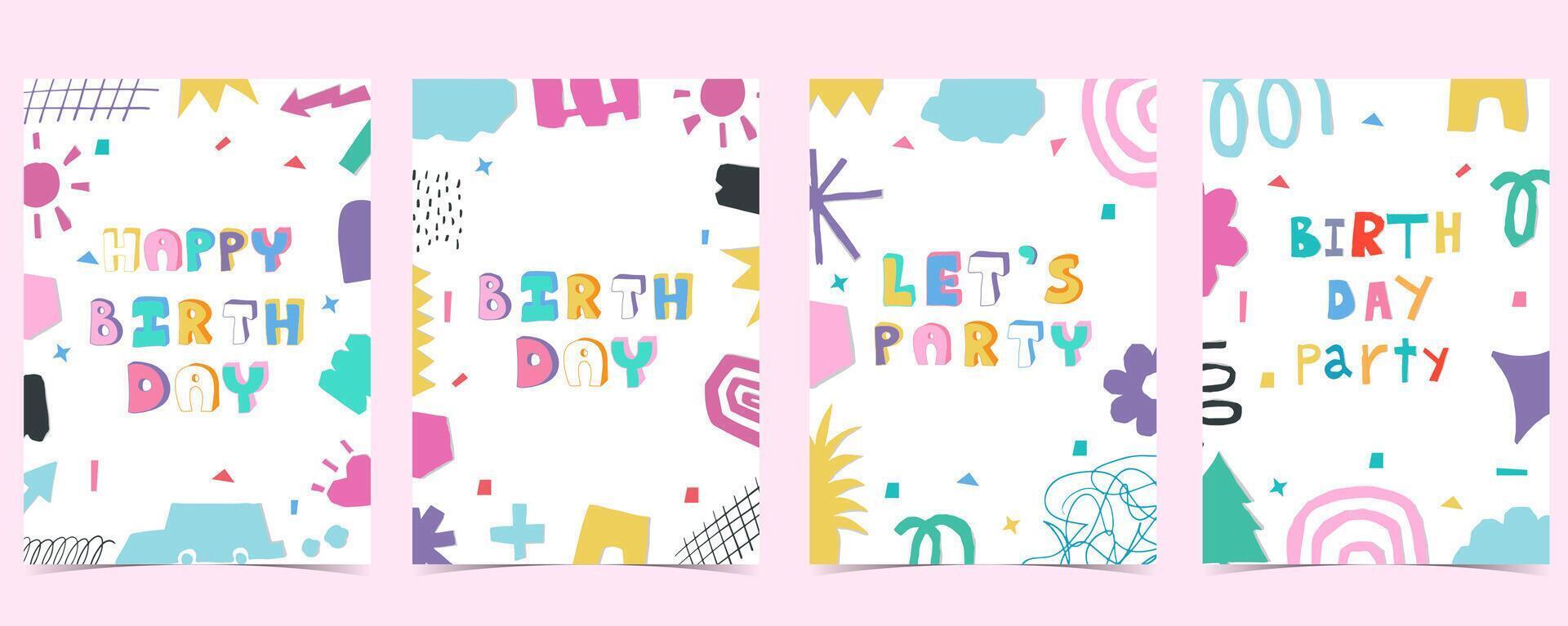 shape paper cut out background with colorful.illustration for a4 vertical kid design vector