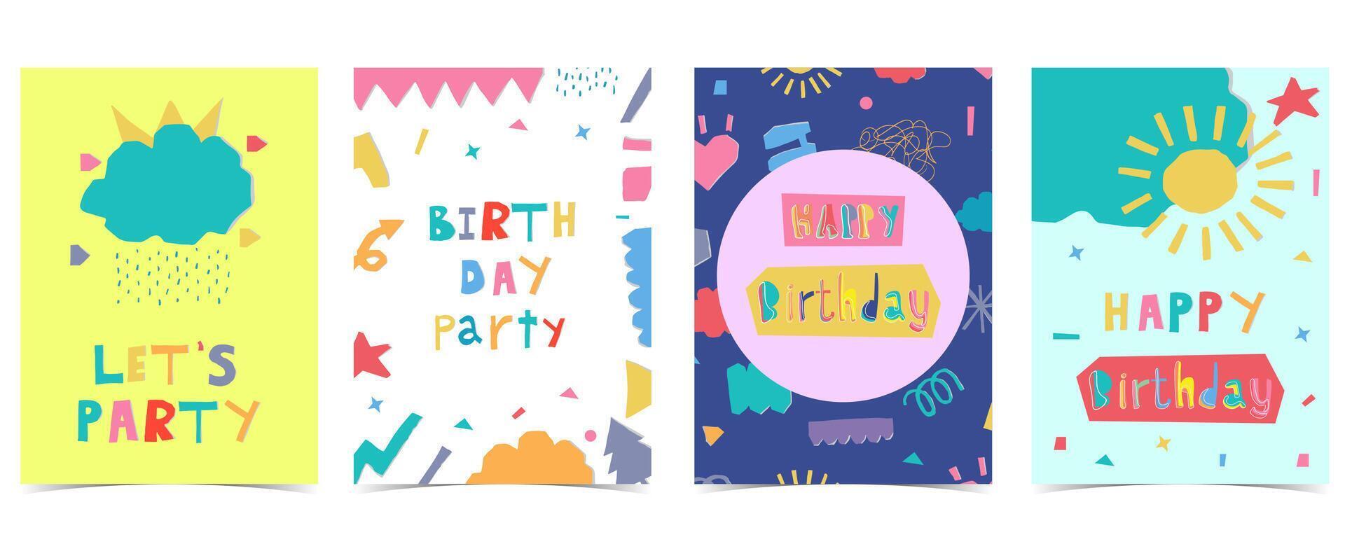 shape paper cut out background with birthday party vector