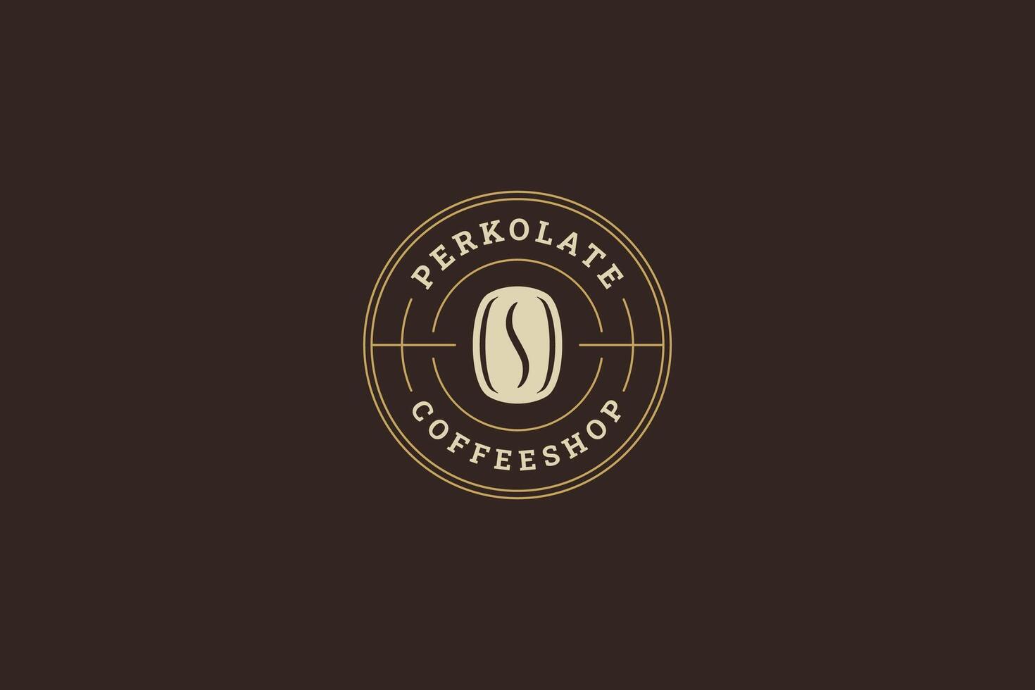 Coffeeshop minimalist retro circle logo design template with bean flat illustration vector