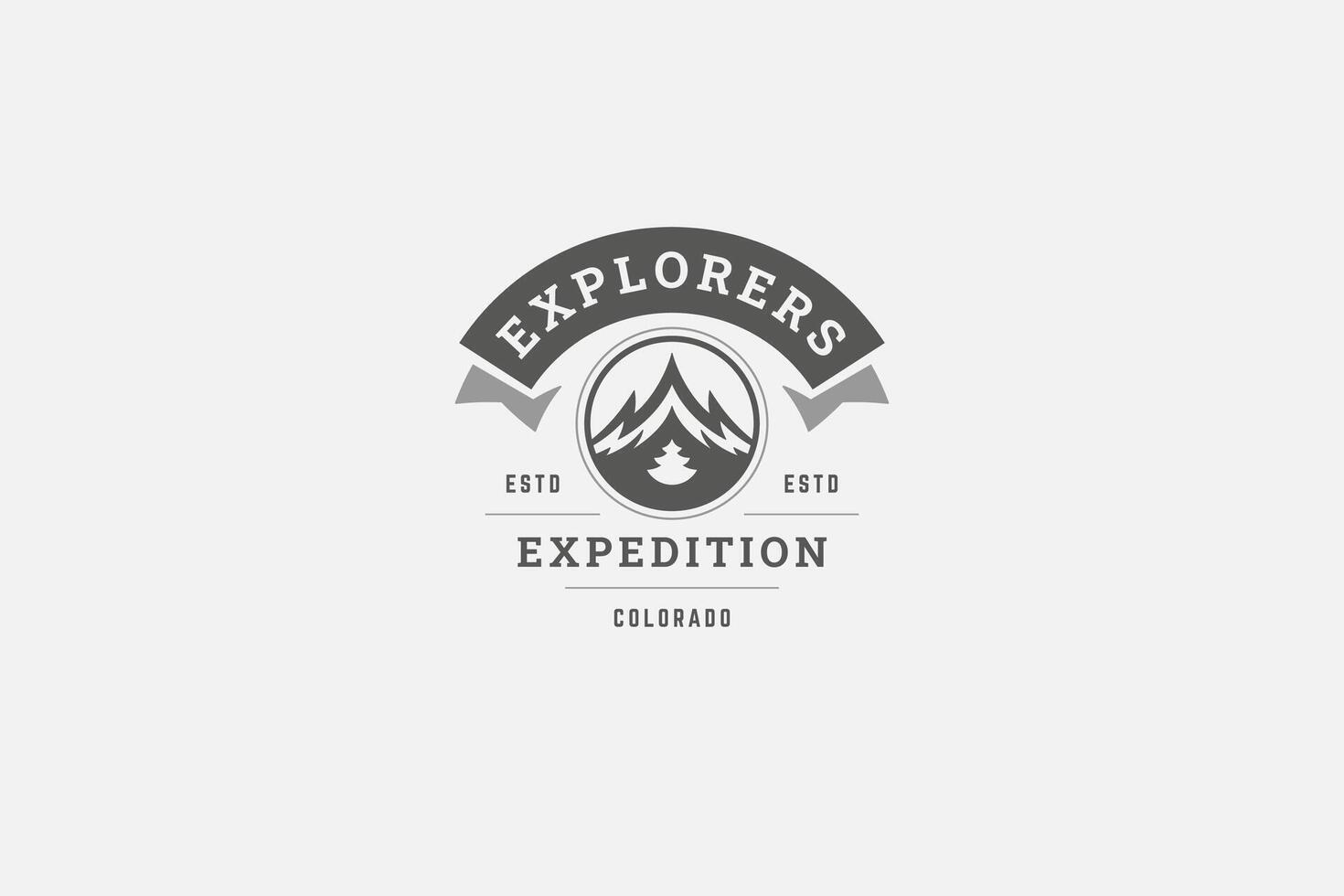 Mountain expedition travel discovery exploration retro logo design template flat illustration vector