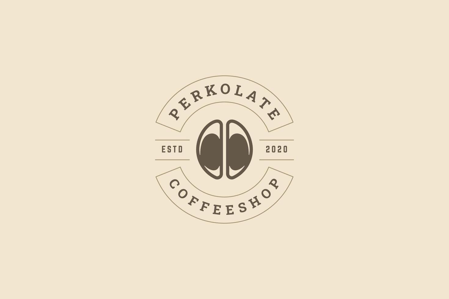 Coffeeshop natural coffee bean retro circle logo design template flat illustration vector