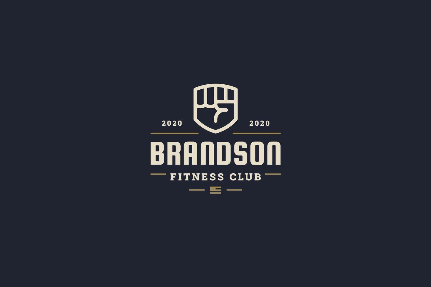 Athletic fist creative luxury retro logo design template for fitness center flat illustration vector