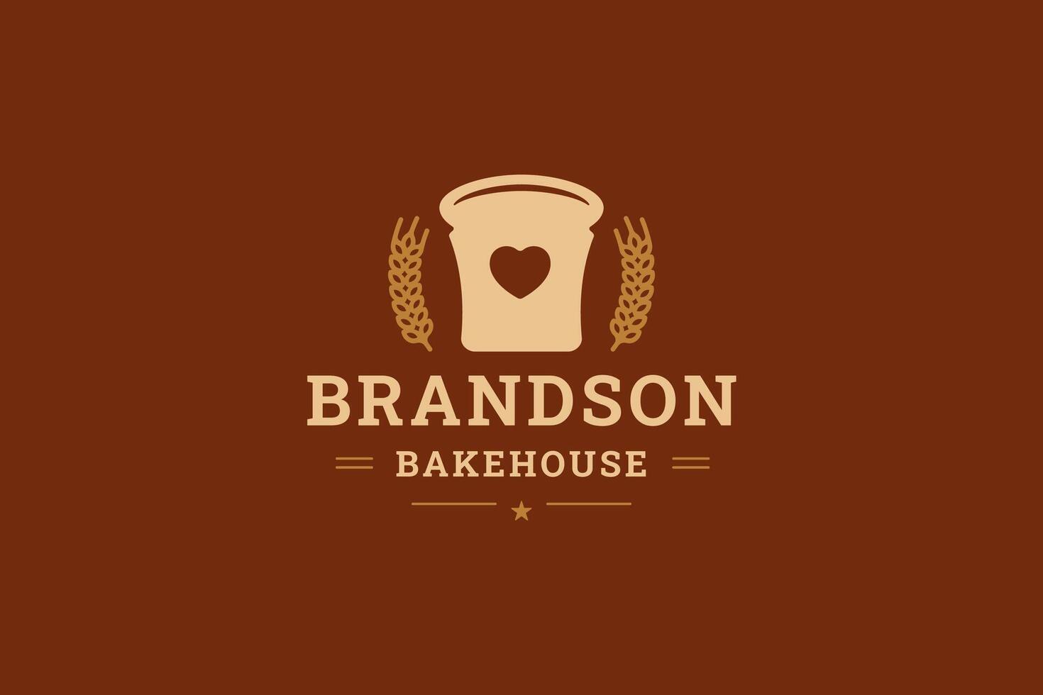 Bakehouse fresh bread cake cupcake with wheat retro logo design template flat vector