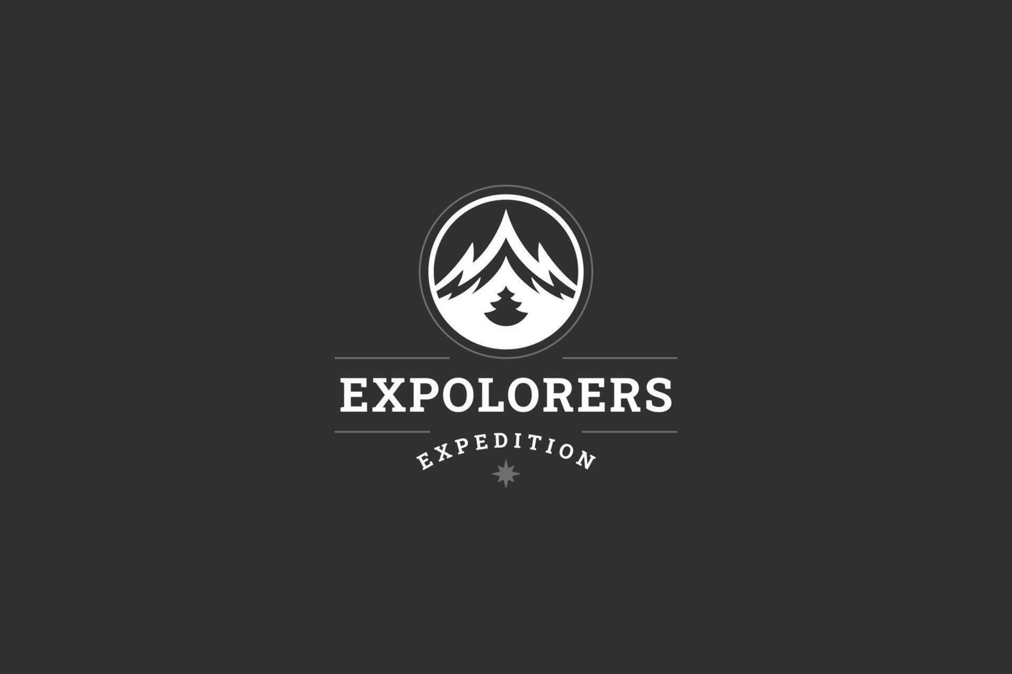 Mountain explore adventure expedition retro logo design template flat illustration vector