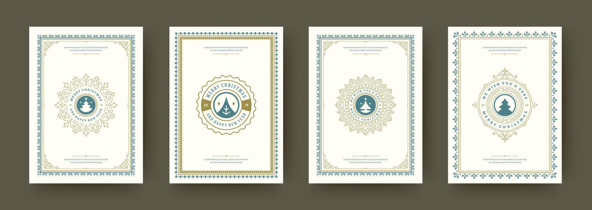 Elegant Christmas greeting cards displayed on a neutral background vector