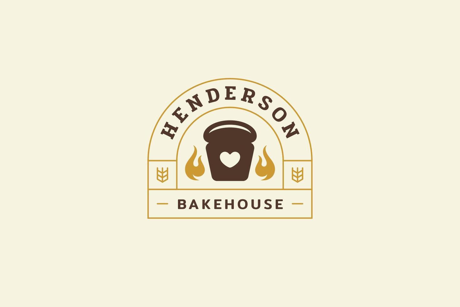 Bakery store shop retro logo design template for cafe bread with wheat flat illustration vector