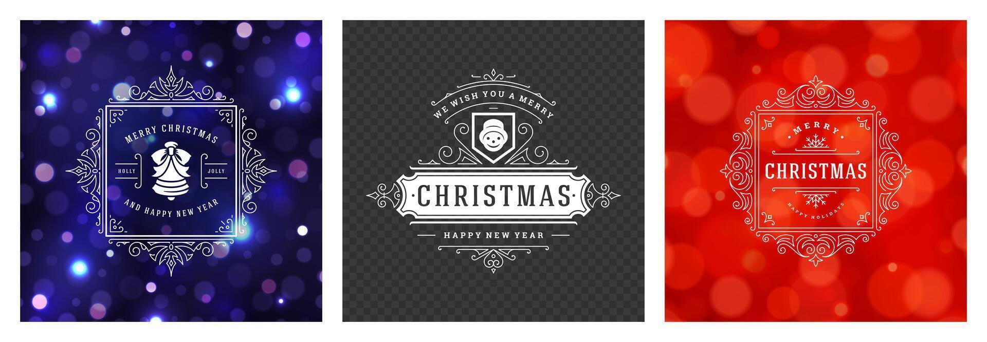 Creative Christmas decorations featuring festive designs and joyful messages vector