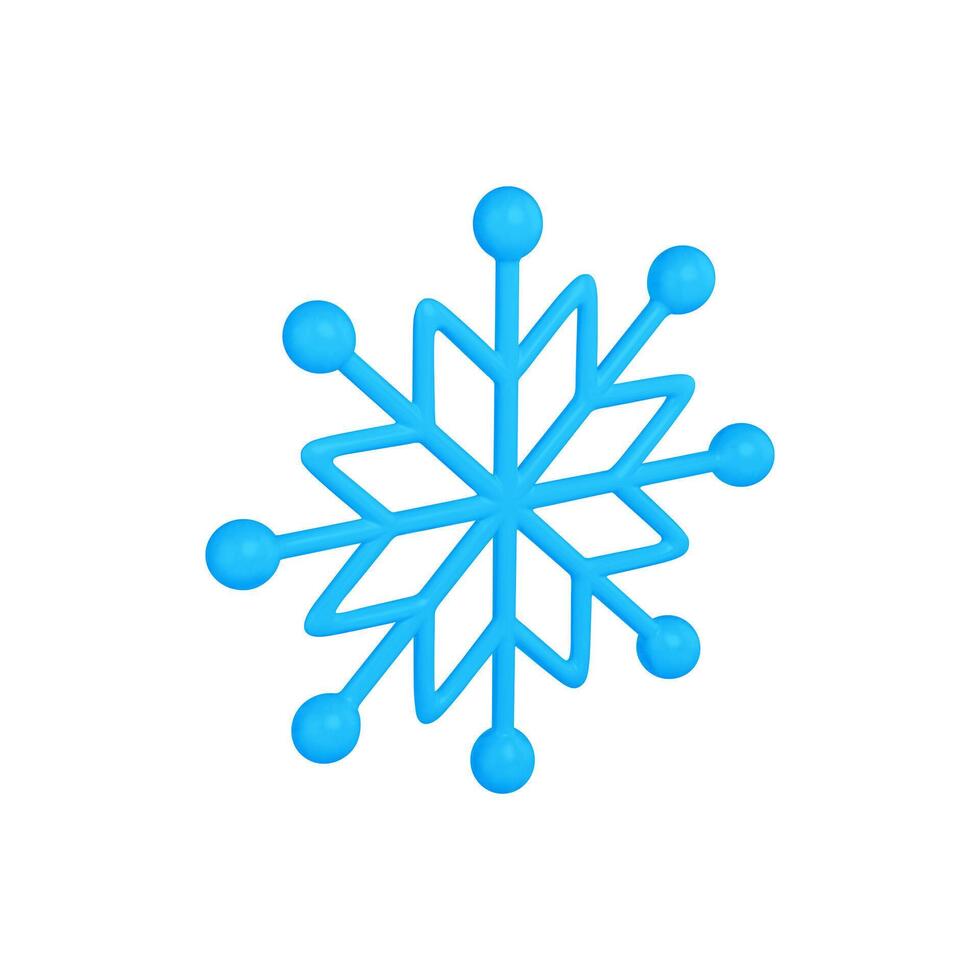 Blue three dimensional snowflake pattern shape realistic illustration vector