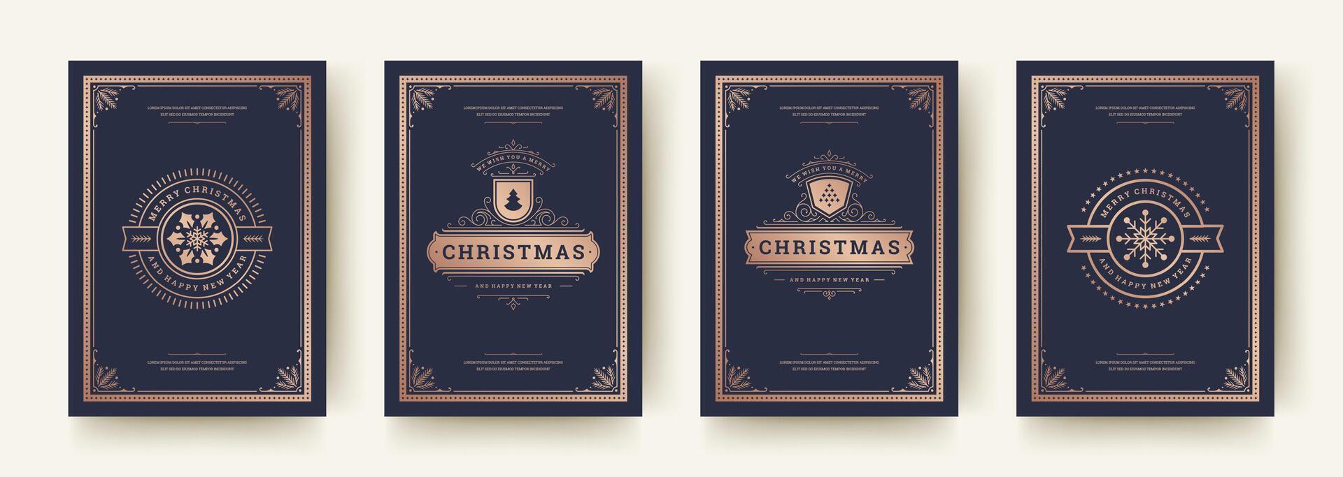 Decorative Christmas cards featuring intricate designs and festive motifs vector