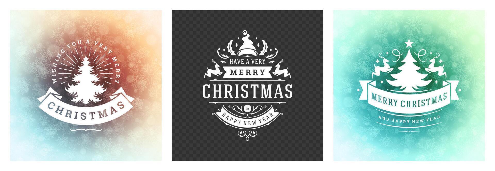 Creative Christmas decorations featuring festive designs and joyful messages vector