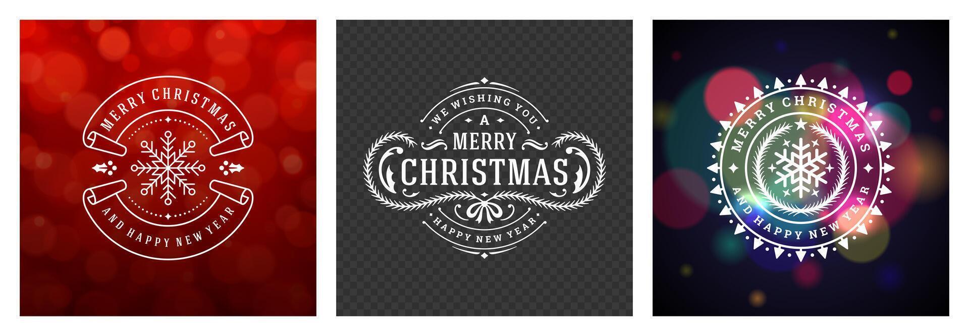 Creative Christmas decorations featuring festive designs and joyful messages vector
