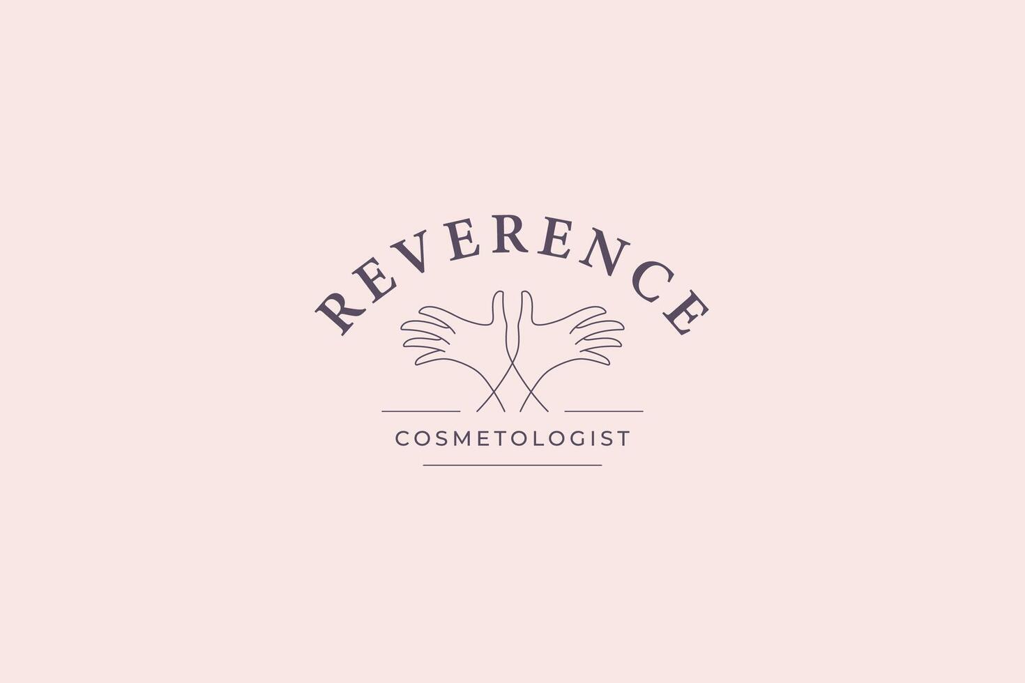 Feminine crossed hands with elegant fingers line art logo design template illustration vector