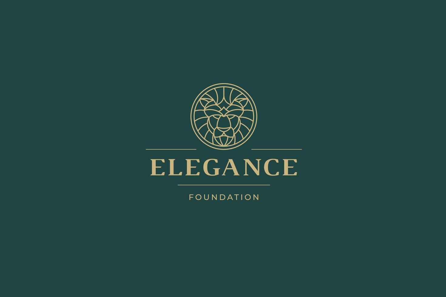 Abstract geometric lion head luxury circle line art logo design template illustration vector