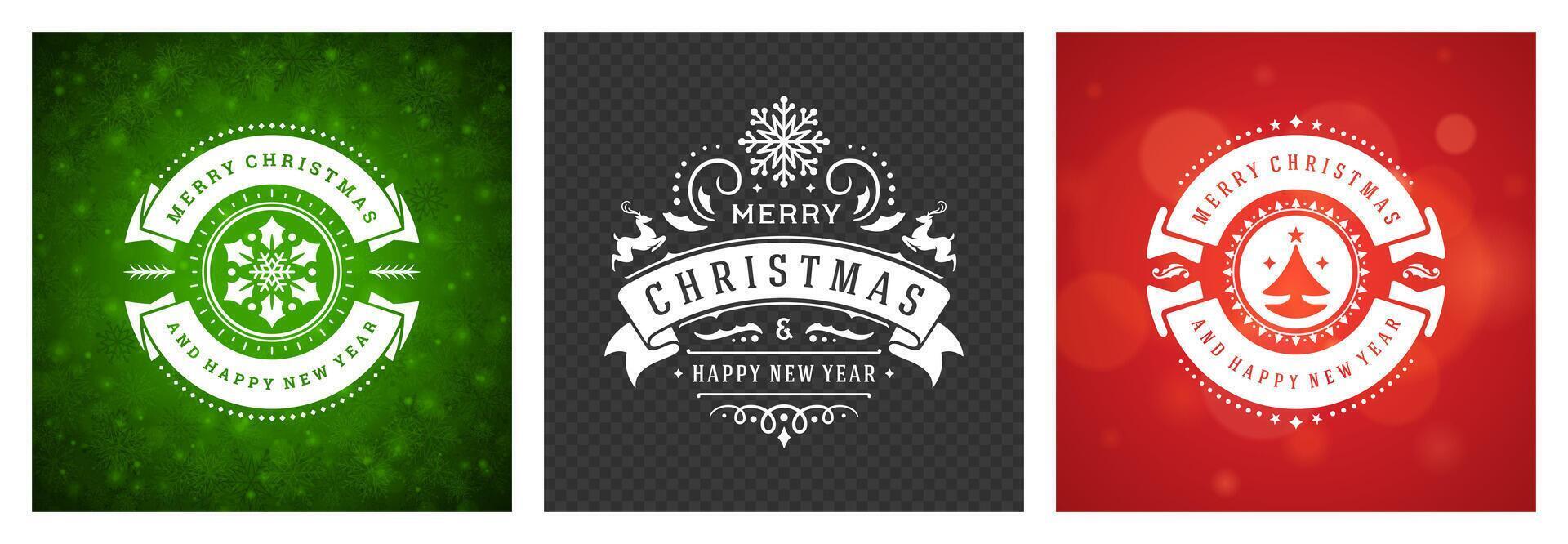 Festive holiday greeting designs featuring Christmas and New Year elements vector