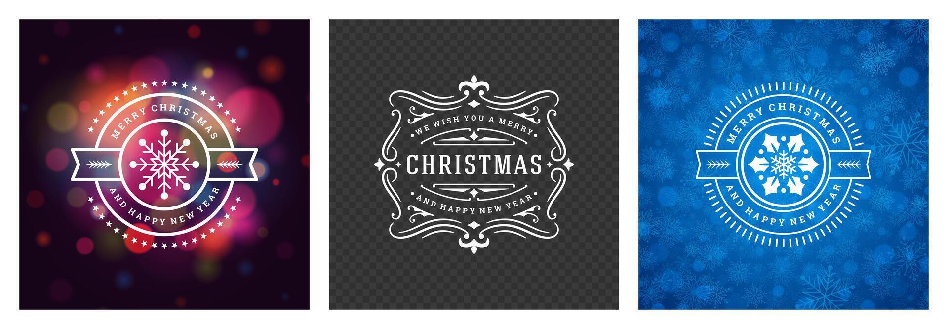Festive Christmas and New Year greetings with vibrant decorations and designs vector