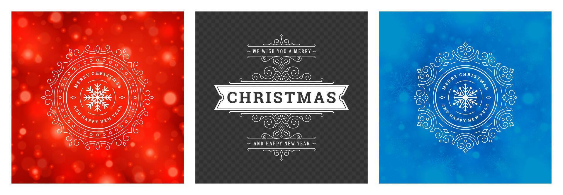 Festive holiday designs featuring Christmas greetings in vibrant colors vector