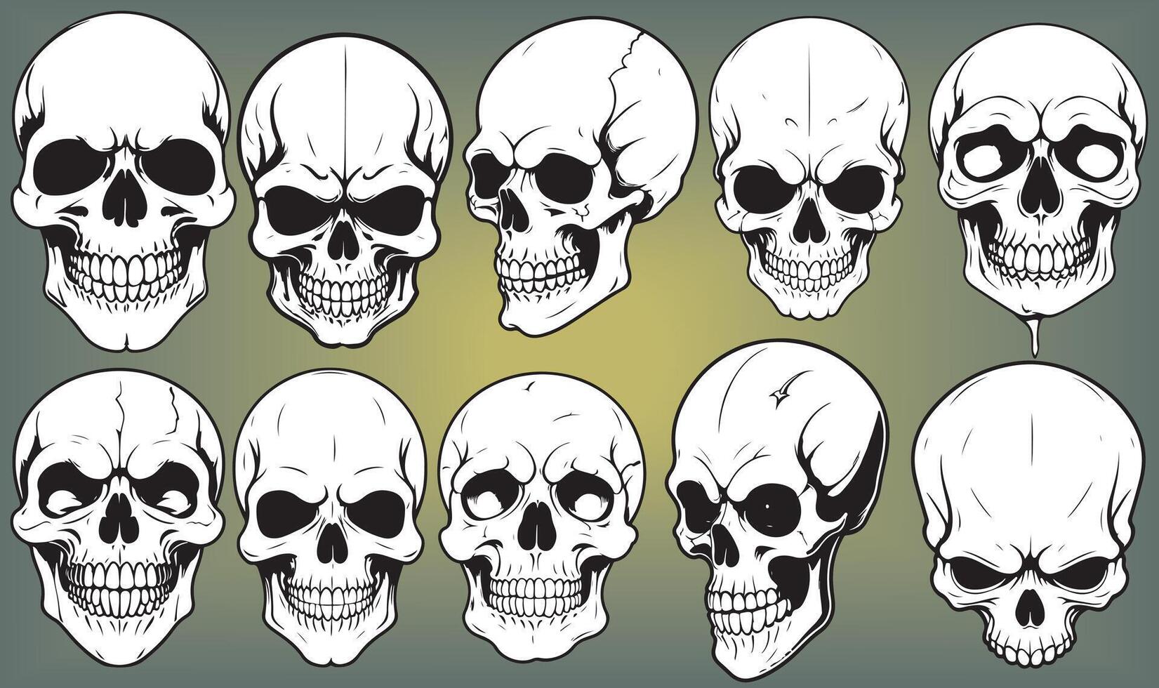 Skulls are frequently used in fashion designs, especially for rock bands, street wear, or gothic brands. Line art skulls can give a minimalist yet bold aesthetic. vector