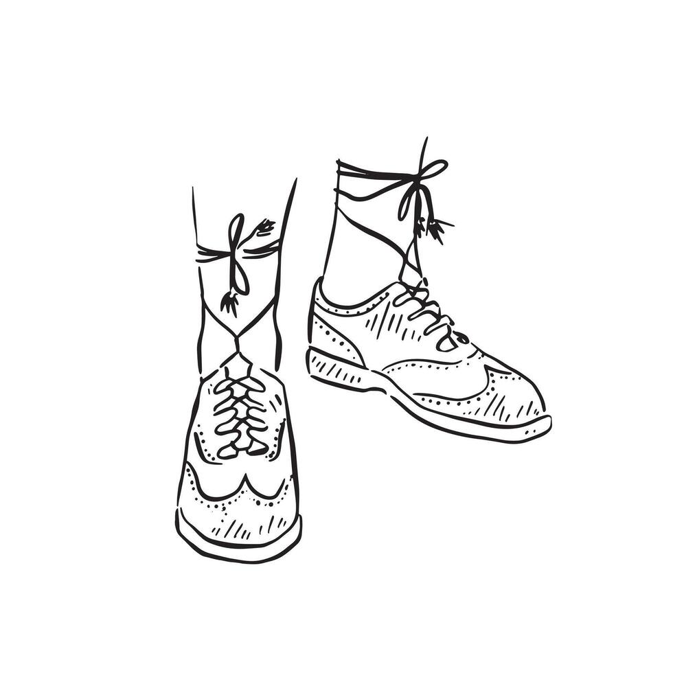 A man wearing a pair of Ghillie Brogues, a classic formal mens clothing in Scotland. vector