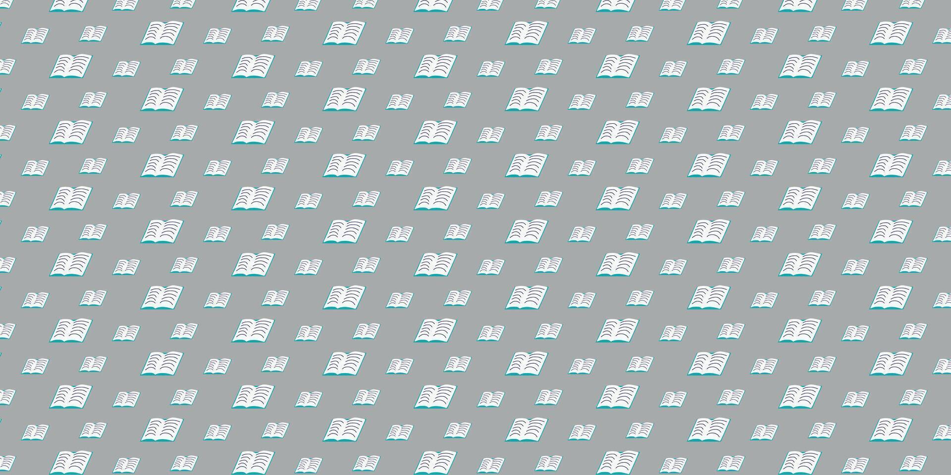 Kids Illustration. Flat Repeating Seamless Patterns of Fun Colorful variety of books, notebooks Isolated On Grey background. Cartoon Art Supplies for Back to school theme Textile, Print vector