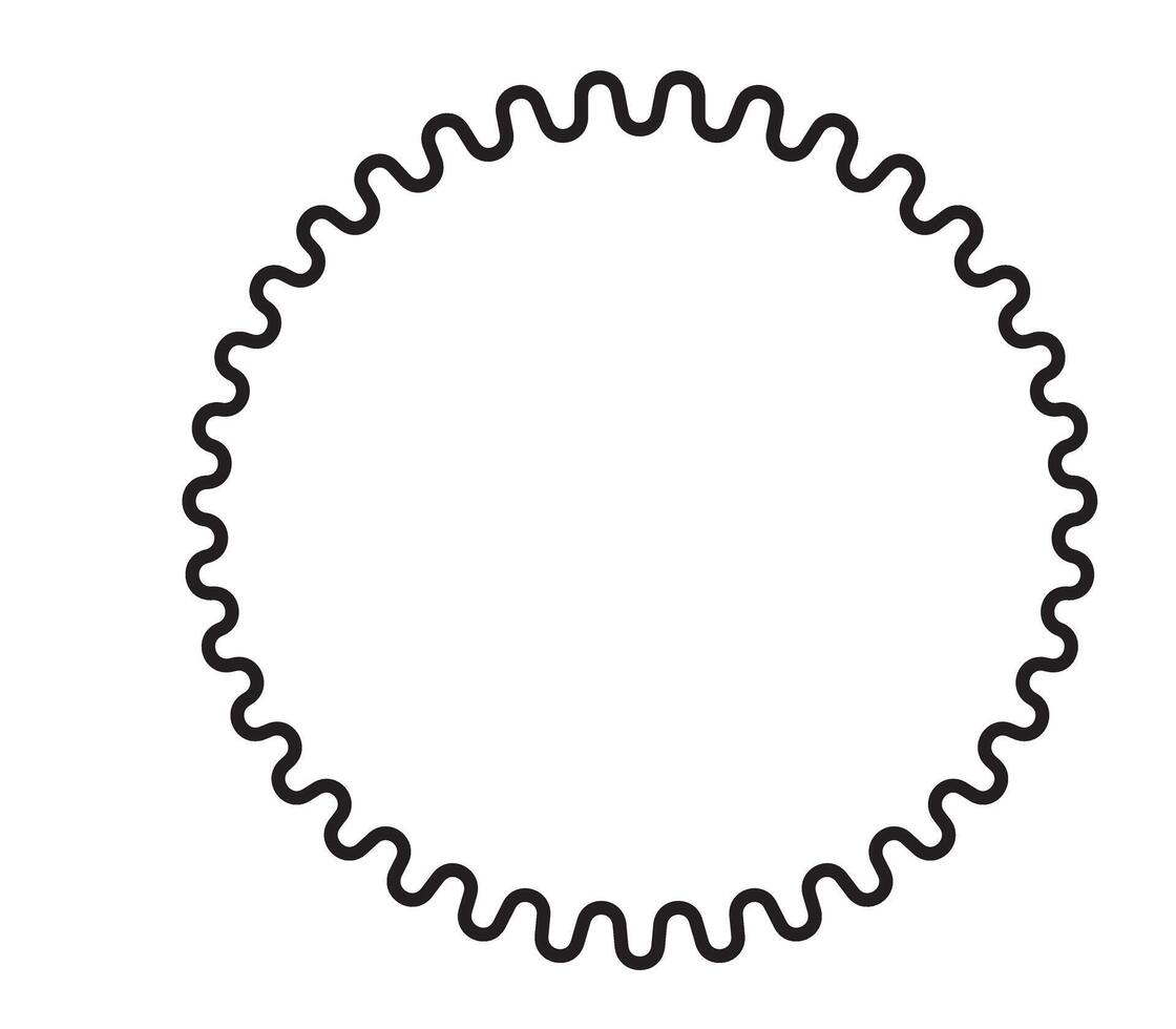 A black and white drawing of a gear vector