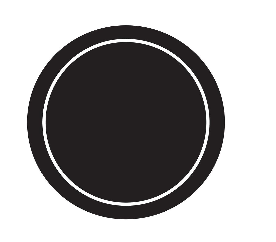 A black and white circle with a white border vector
