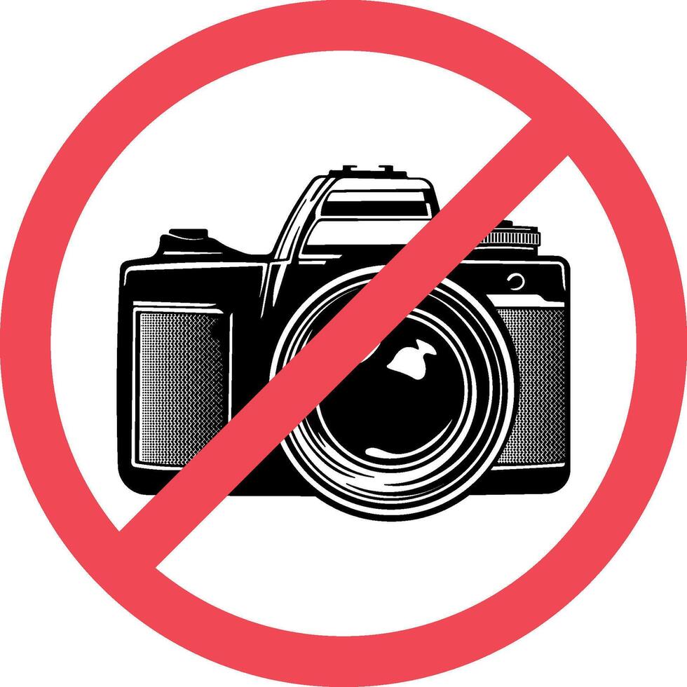 camera in a red crossed out circle vector