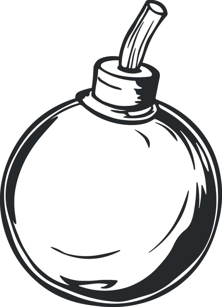 black illustration of a bomb with a fuse vector