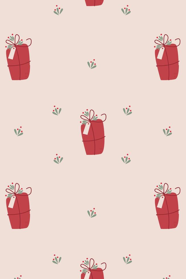 cute pattern with a bright gift for Christmas vector