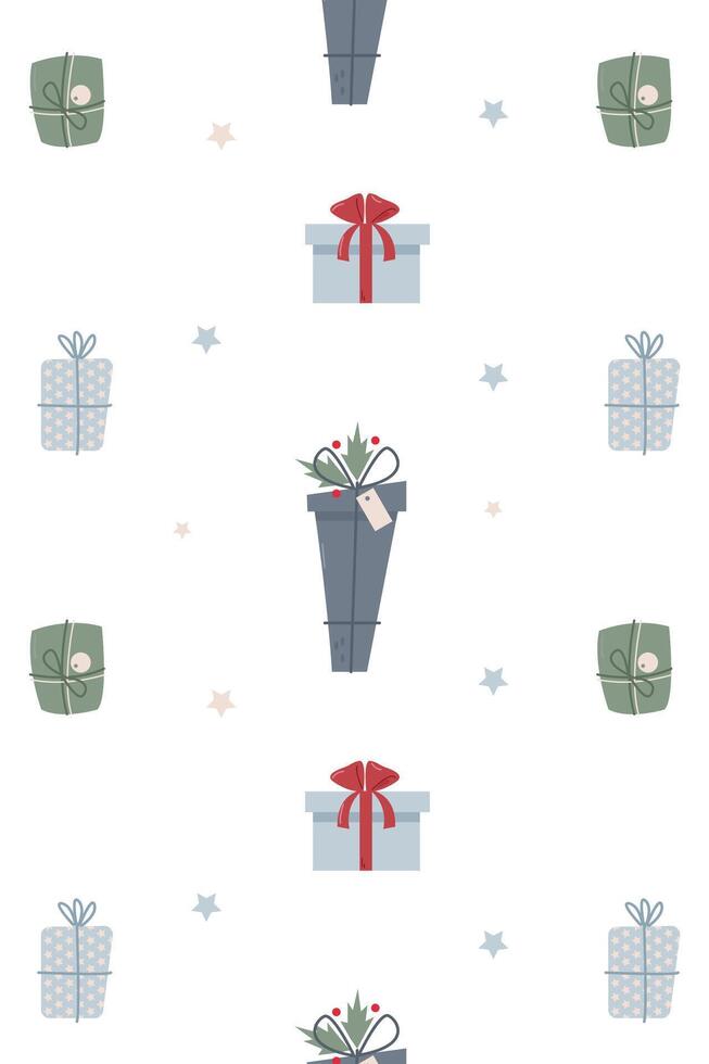 pattern with Christmas gifts on a white background vector