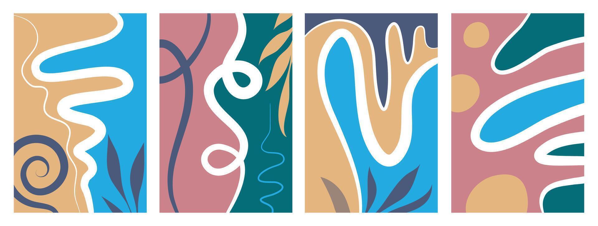 Modern abstract cover set, minimal cover design. Colorful geometric background. vector
