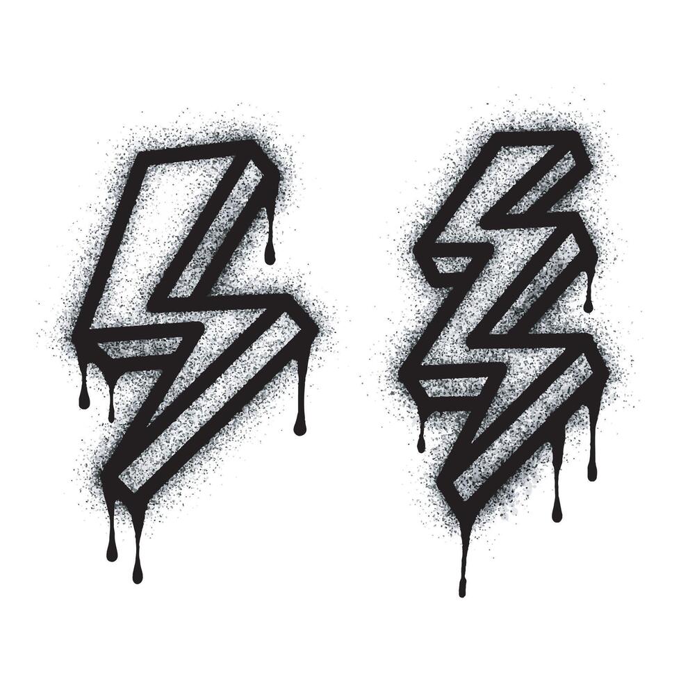 Spray Painted Graffiti electric lightning bolt symbol Sprayed isolated with a white background. graffiti electric lightning bolt icon with over spray in black over white. vector