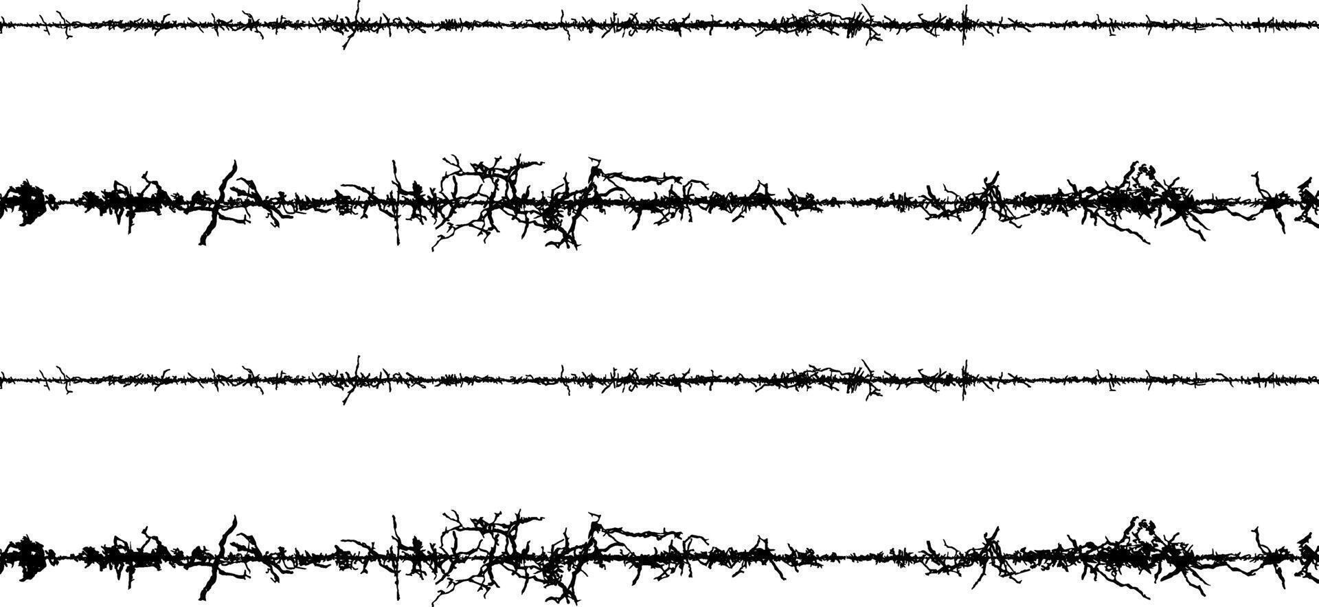 barbed wire seamless, barbed wire fabric by jessica, barbed wire fabric frame, a series of black and white lines with branches, barbed wire seamless pattern, vector