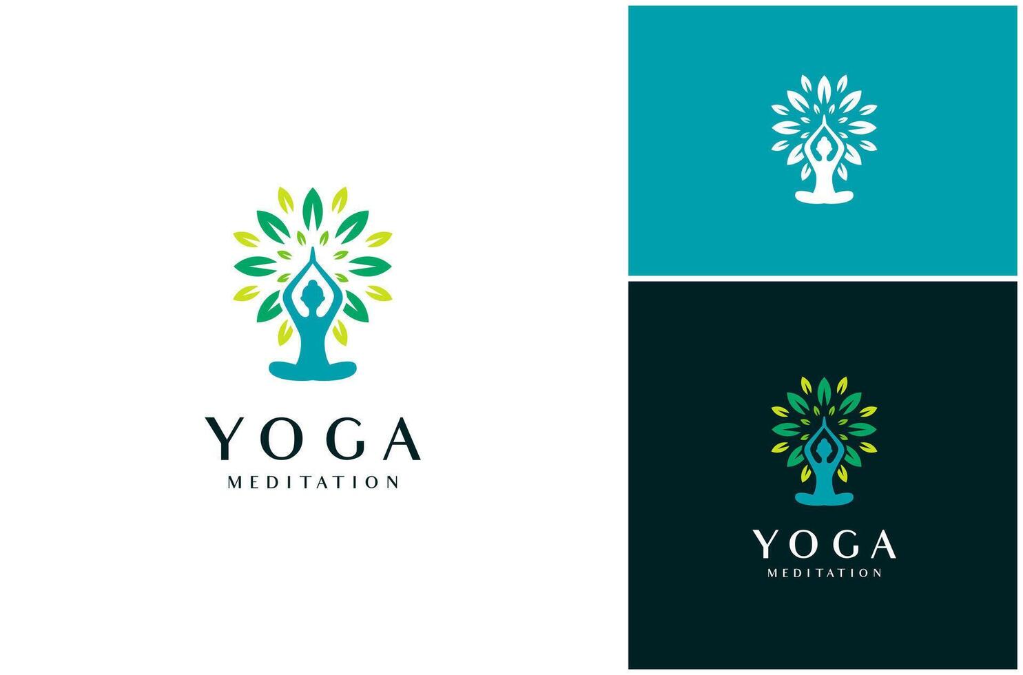 Woman Yoga Asana Meditation Silhouette Harmony Nature Flower Leaf Logo Design Illustration vector