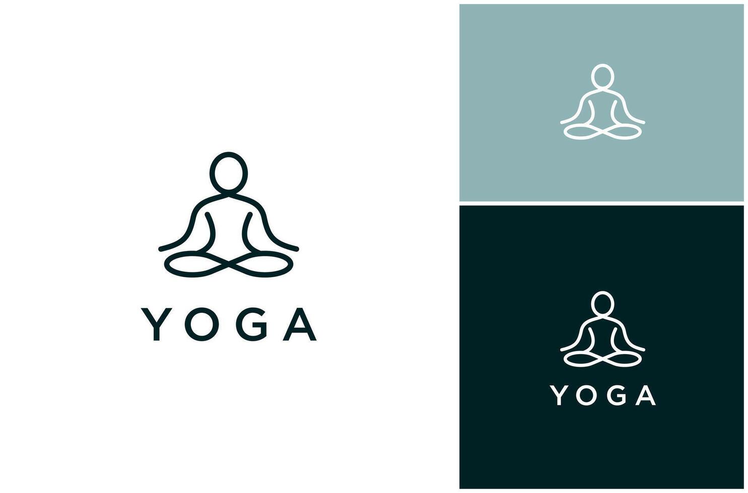 Abstract Yoga Meditation Exercise Relaxation Line Art Linear Simple Logo Design Illustration vector