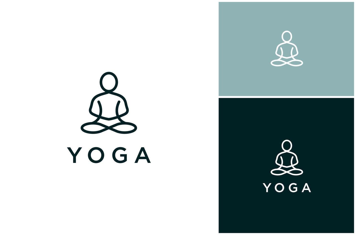 Abstract Yoga Meditation Exercise Relaxation Line Art Linear Simple Logo Design Illustration vector