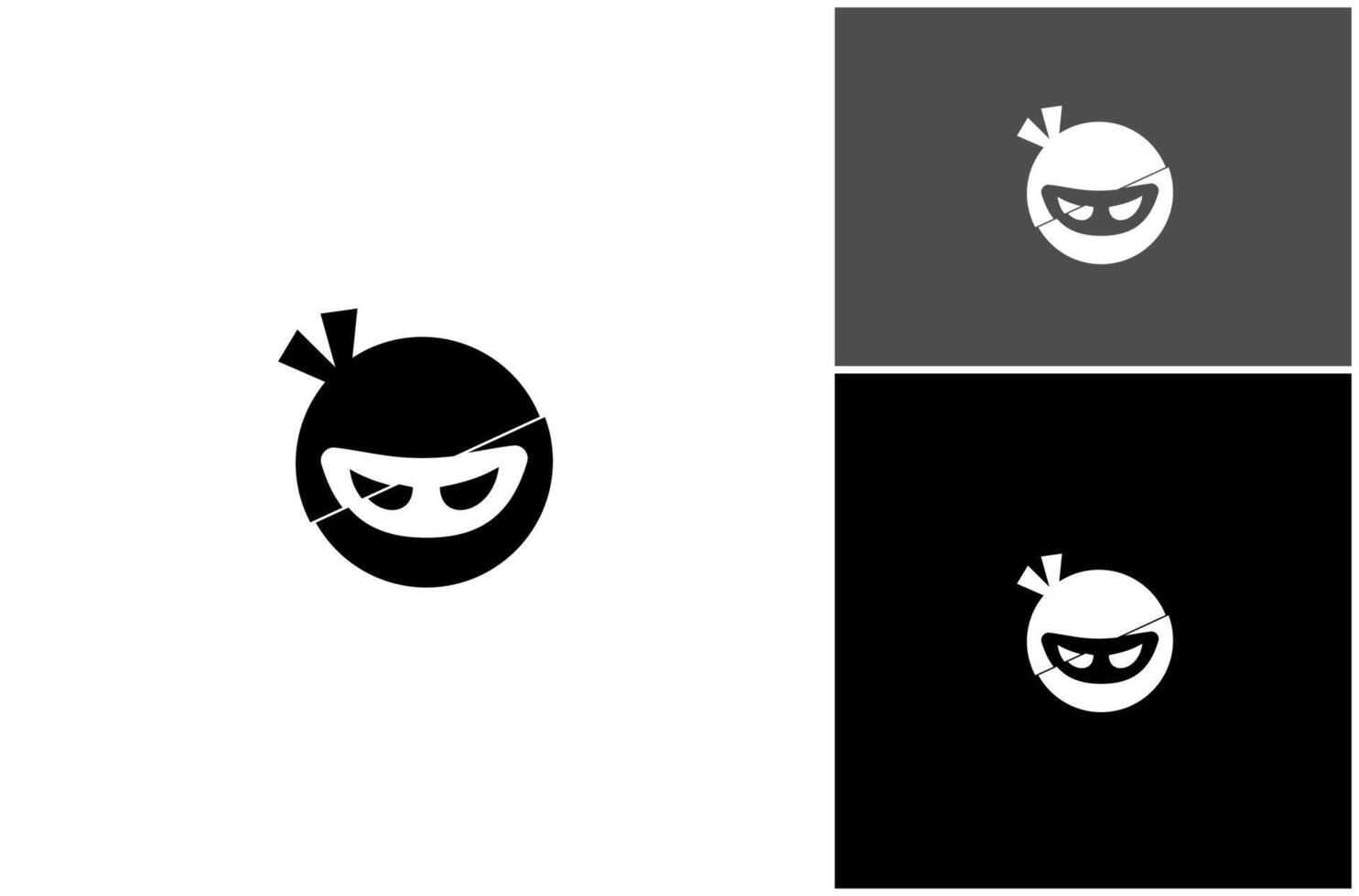 Ninja Warrior Mask Fighter Head Face Slash Slice Cut Incision Logo Design Illustration vector