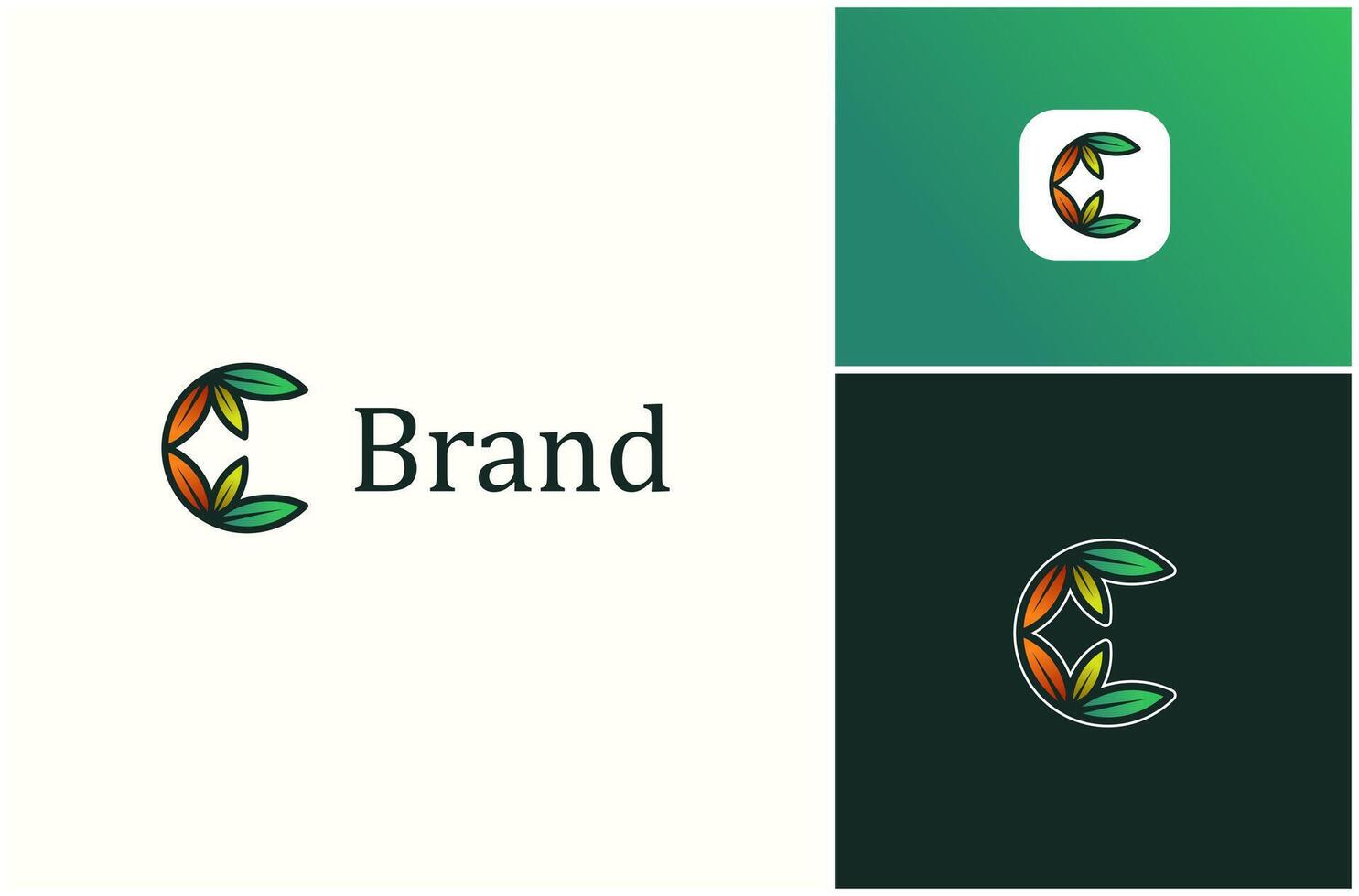 Letter C Leaf Green Nature Natural Plant Leaves Foliage Greenery Logo Design Illustration vector