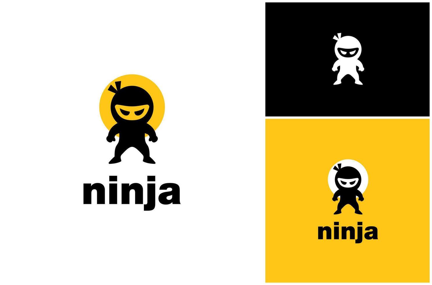 ninja guerrero máscara Japón combatiente linda dibujos animados plano mascota logo diseño ilustración vector